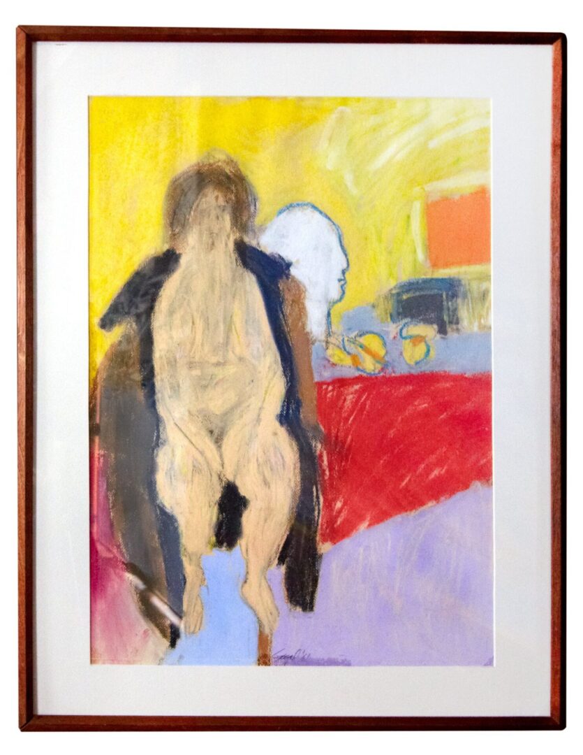 An Abstract Painting of a Human Figure Framed