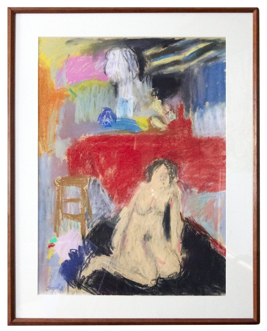 An Abstract Painting of Human Figures Framed