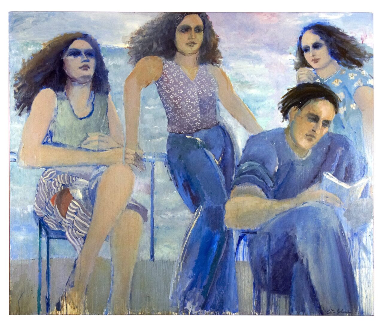 A Group of Women and a Man Paint