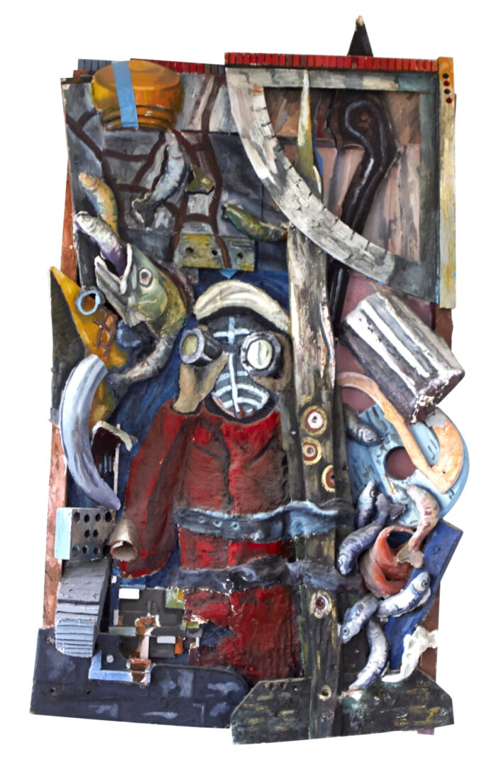 A Painting With Objects in Metal